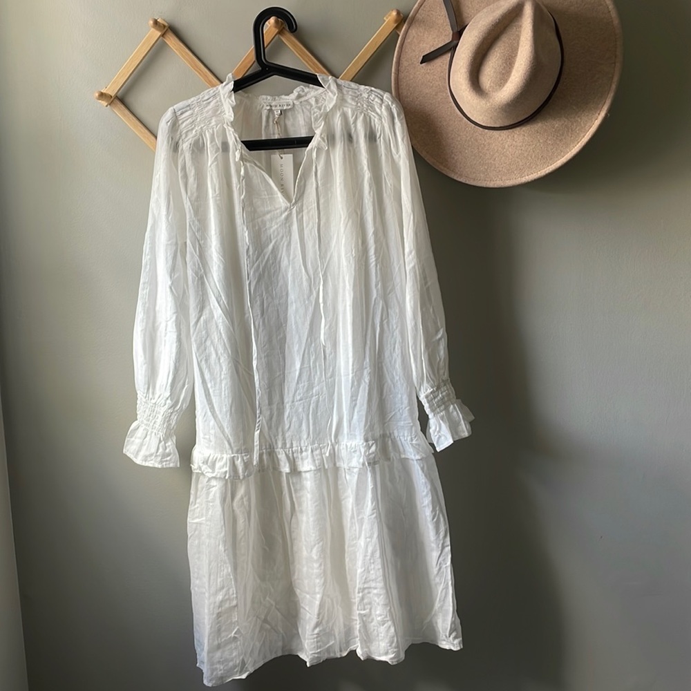 Moon River x Anthropologie Cotton White Midi Dress
